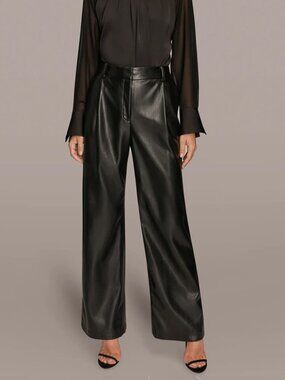 Donna Karan Faux Leather Pants Trousers